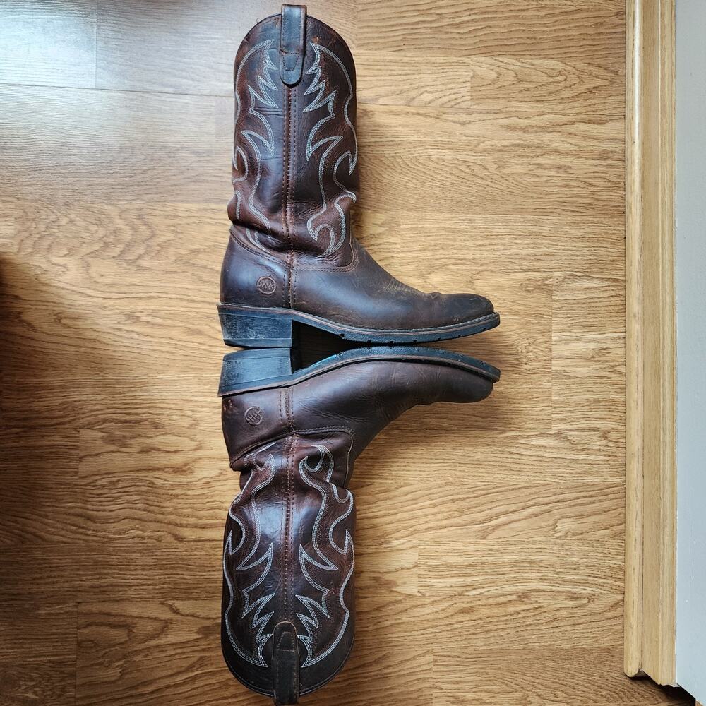 Double-H Leather Cowboy Boots Mens Size 9.5 D Pull On Work Western AG7 3282 - Picture 10 of 12